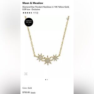Moon & Meadow Diamond Star Necklace in 14K Yellow Gold, .09 tcw